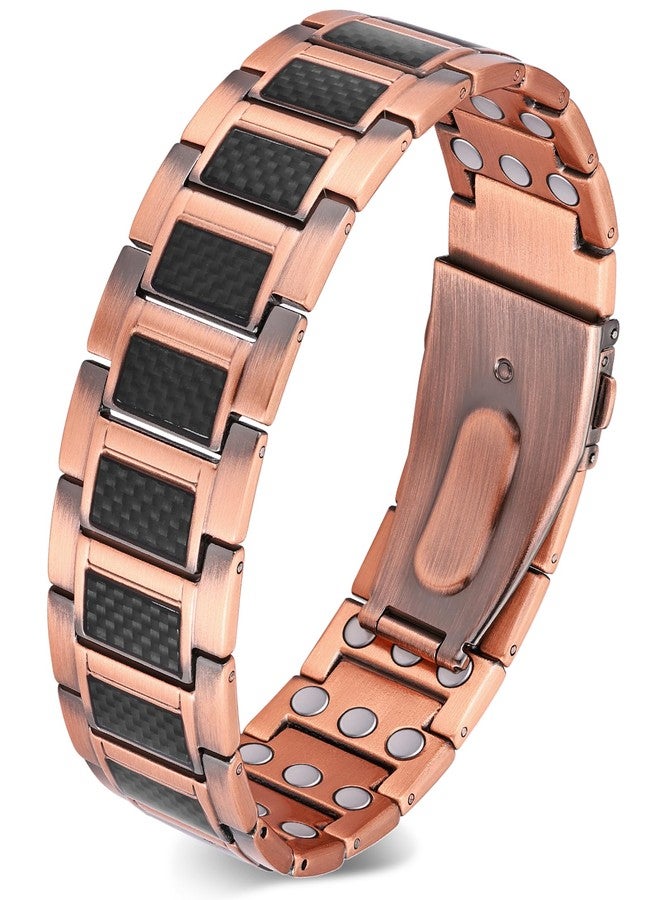 Feraco Copper Bracelet for Men 3X Strength,Magnetic Therapy Bracelet Copper Jewelry with 3800 Gauss Magnets,Cooper Bracelet for Man,Premium Fold-Over Clasp - Image 1
